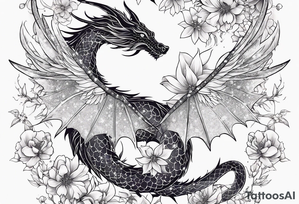 Constellation, wing , snow , cross , dragon female japan kawaii , flower tattoo idea