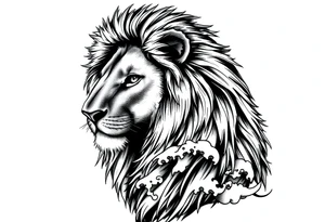 Lion with lil wave in the back the bibble verse on foream tattoo idea