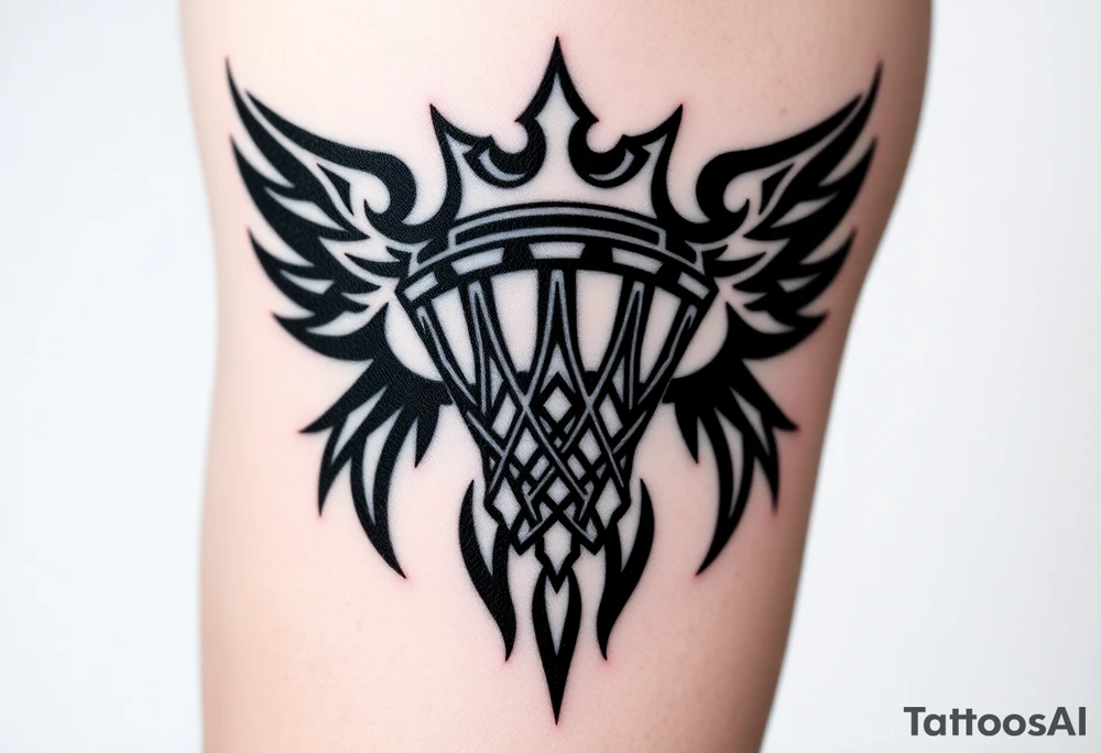 Basketball and basketball hoop with a crown tattoo idea