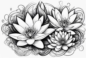 3 simple water lillie’s becoming more bloomed tattoo idea