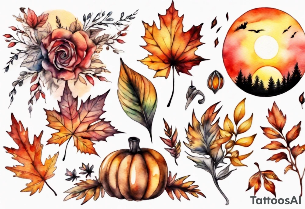fall sunset tattoo idea