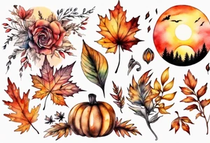 fall sunset tattoo idea