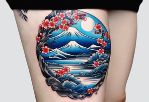 A japanese string around the wrist, make it blue without gradient tattoo idea