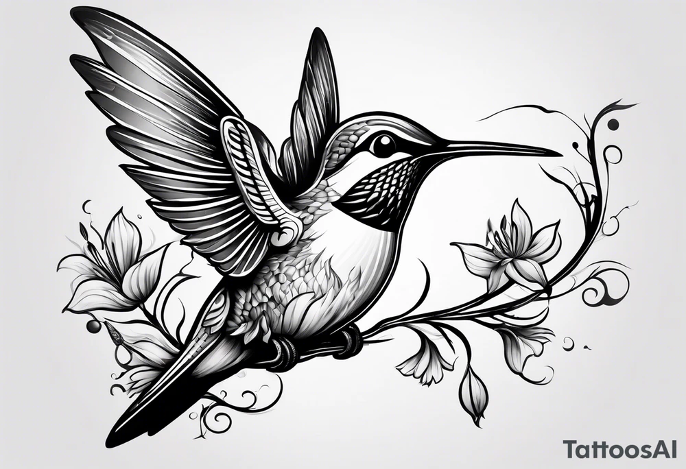humming bird with thorns tattoo idea