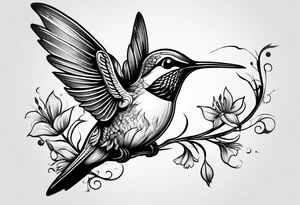 humming bird with thorns tattoo idea
