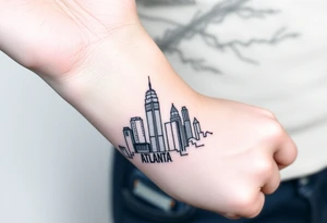 3D layered Atlanta skyline tattoo idea