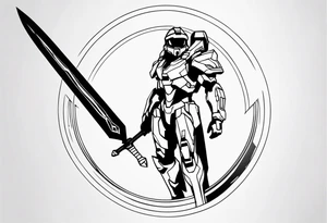 Halo video game tattoo with energy sword incorporated tattoo idea