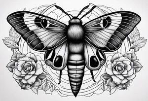 Death hawk moth with Pluto symbol in body of the moth tattoo idea