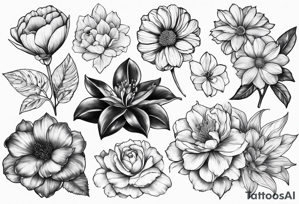 January, February, October and December birth month flowers for inner arm tattoo idea