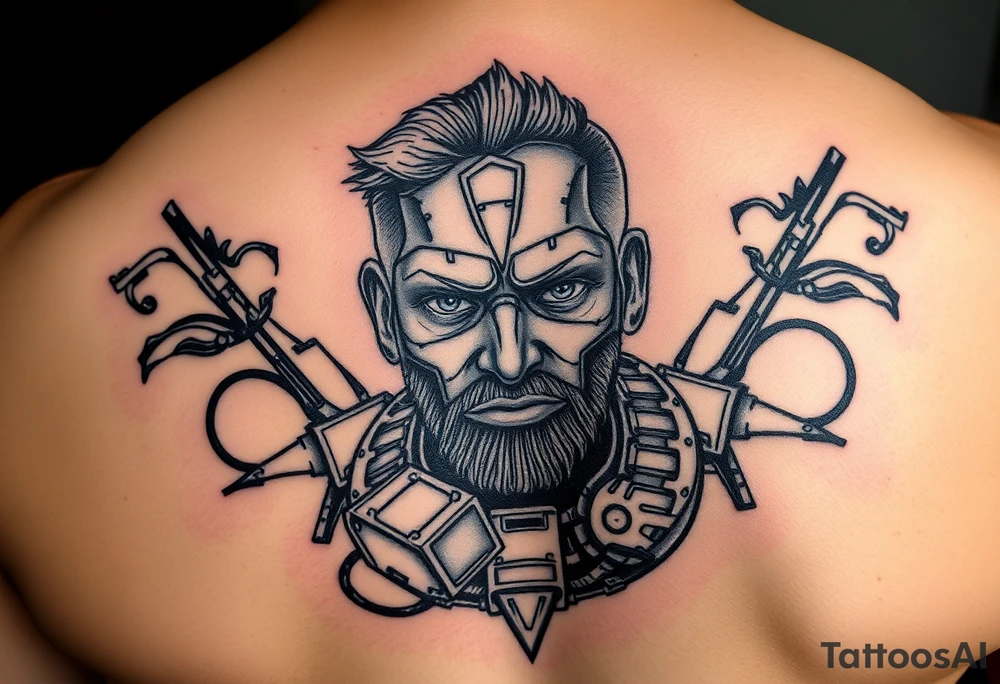 Детализированный гладиатор с автоматом tattoo idea