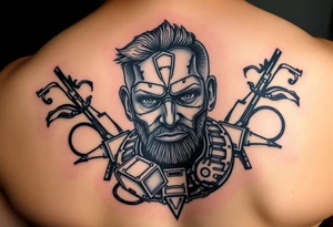 Детализированный гладиатор с автоматом tattoo idea