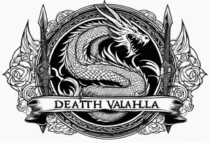 Valhalla death 
prayer sword dragon axe tattoo idea