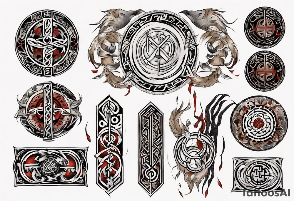 Nórdic runes Style yakuza tattoo idea