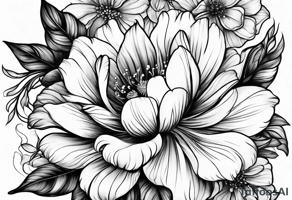 Realistic flowers tattoo idea