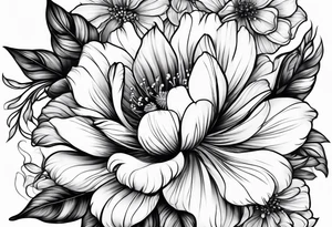 Realistic flowers tattoo idea