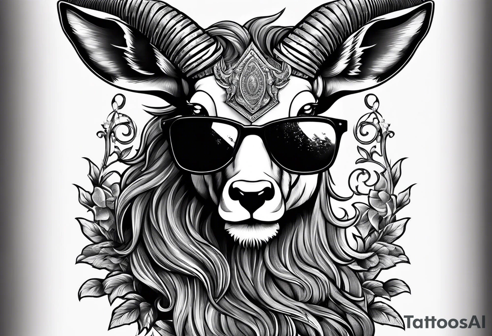 capricorn with sunglasses and shotgun tattoo idea