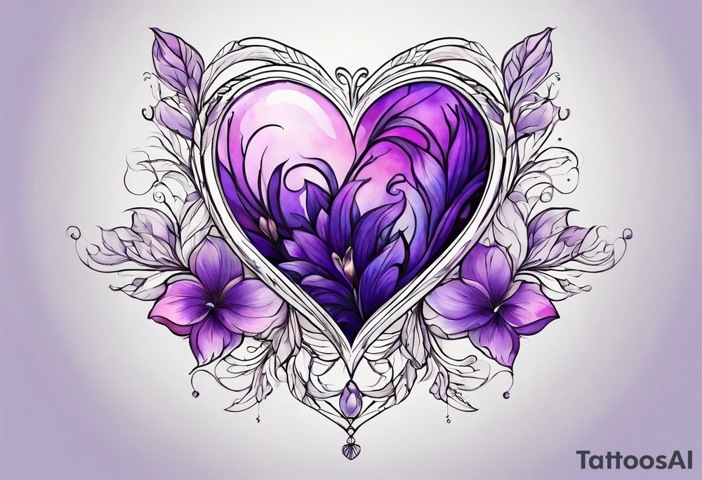 Heart made with. Violet flowers tattoo idea