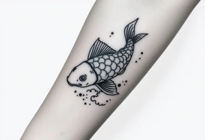traditional koi fish swimming upstream through turbulent waves tattoo idea