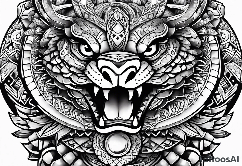 aztec snake sleeve tattoo idea