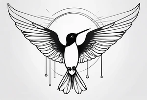 Hummingbird wings spread tattoo idea