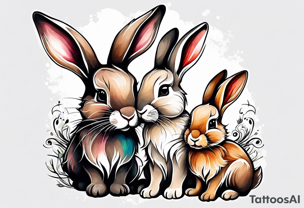 Mum and baby bunny tattoo idea