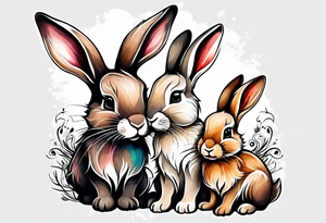 Mum and baby bunny tattoo idea