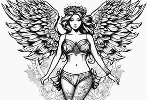 Beautiful angel in underwear tattoo idea