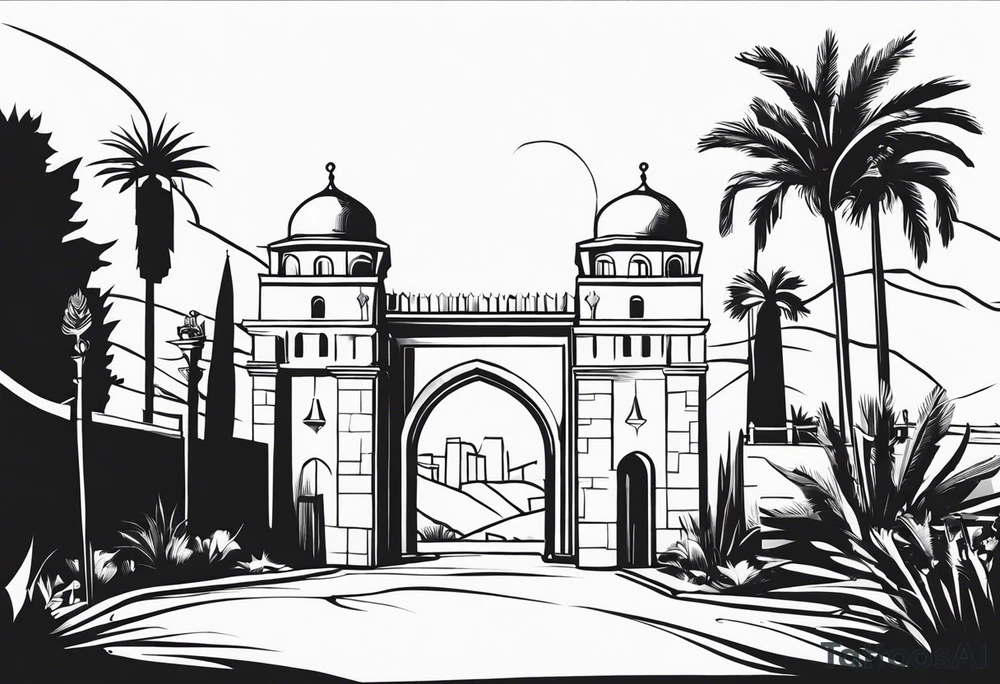 israel town gate vector tattoo idea