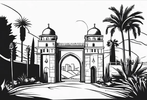 israel town gate vector tattoo idea