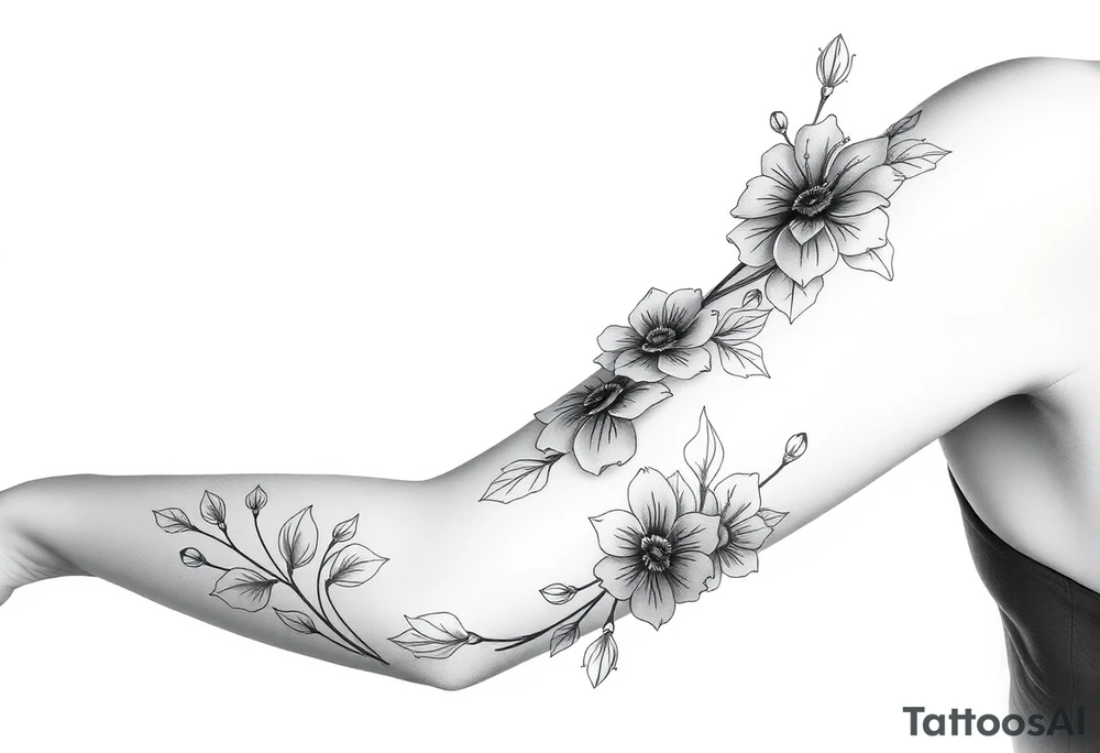 Lattes work behind flowers on the arm tattoo idea