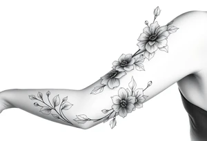 Lattes work behind flowers on the arm tattoo idea