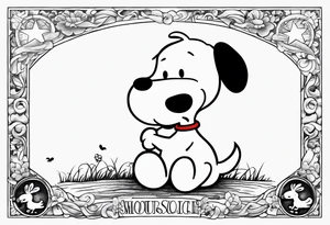 A postage stamp of snoopy and Woodstock tattoo idea