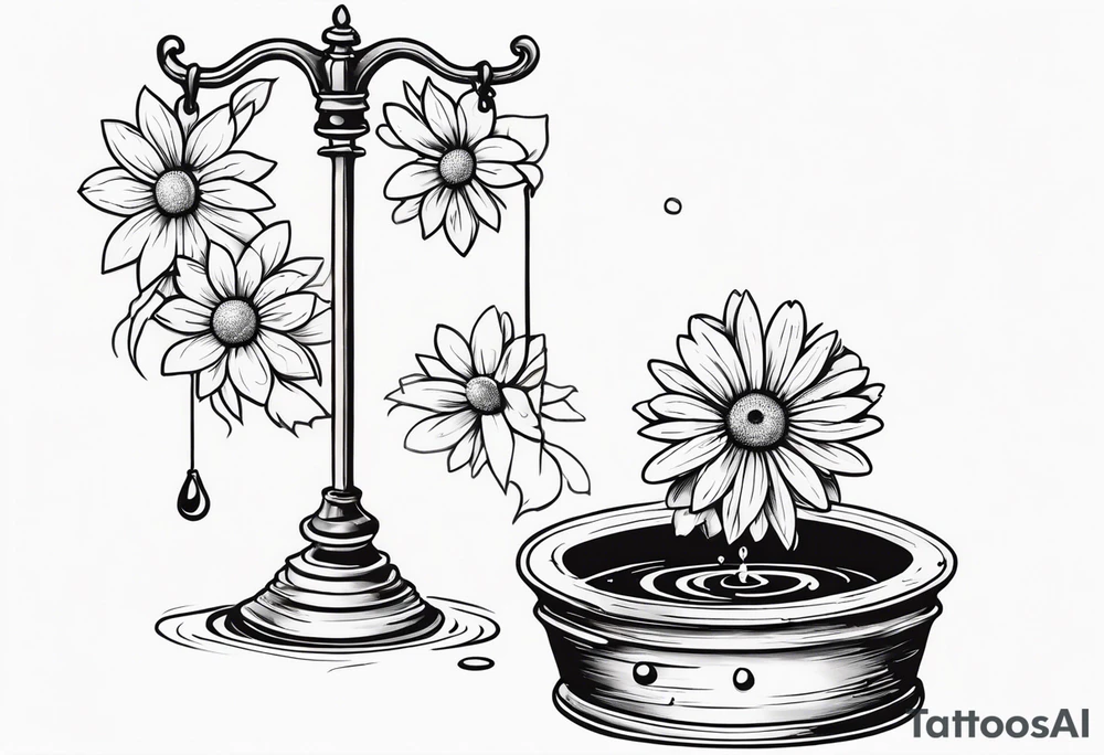 Wishing well palindrome adorned with a daisy tattoo idea