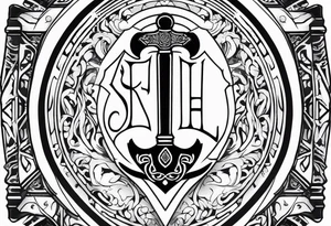 Valhalla sword shield axe armour tattoo idea