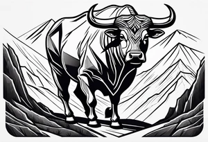 Bull coming out of the mountains tattoo idea