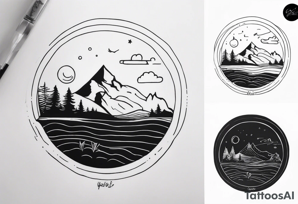 minimalistični tattoo okoli noge v dizajnu vejice z perlami pod katerim visijo tri črke in to črka E, V in A tattoo idea