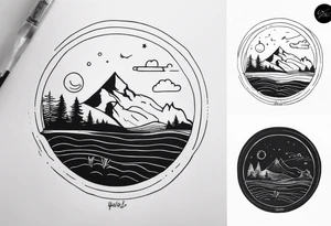 minimalistični tattoo okoli noge v dizajnu vejice z perlami pod katerim visijo tri črke in to črka E, V in A tattoo idea