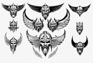 Viking face with wings tattoo idea