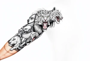 creative mix of different exotic animals tattoo idea