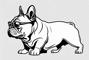 silhouette of french bull dog with glasses, tattoo to use as a couple tattoo idea