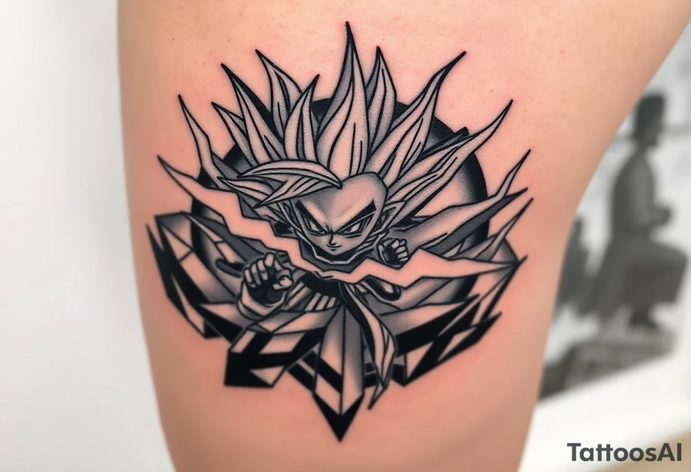 legendary dragonball z scene with energy aura and power effects tattoo idea