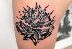 legendary dragonball z scene with energy aura and power effects tattoo idea