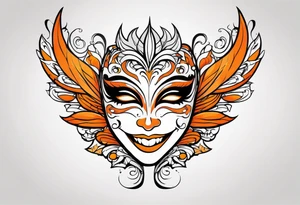 Angel masquerade face laughing that is black and orange tattoo idea