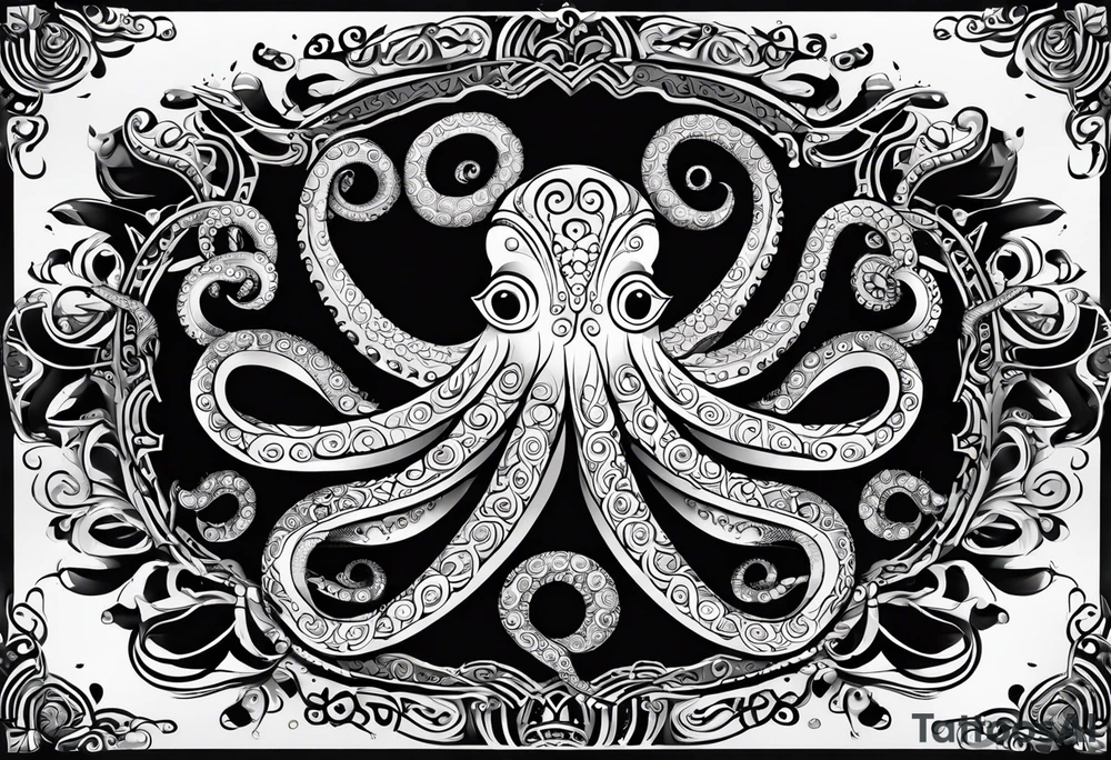 Utilizing bold tribal patterns to form the shape of an octopus. This style can merge traditional tribal art with the unique form of an octopus, making for a striking design. tattoo idea