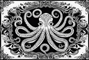 Utilizing bold tribal patterns to form the shape of an octopus. This style can merge traditional tribal art with the unique form of an octopus, making for a striking design. tattoo idea