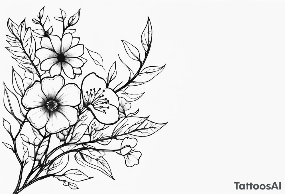 Vertebrae, branches, flowers tattoo idea