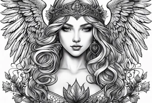 Spiritual angel holding an acorn tattoo idea