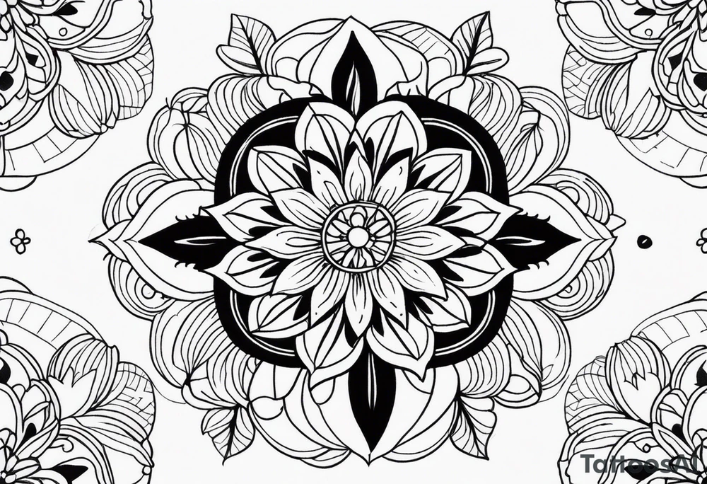 flowers, leaves mandala tattoo idea