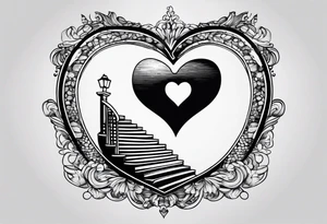 A heart with a staircase going into it tattoo idea