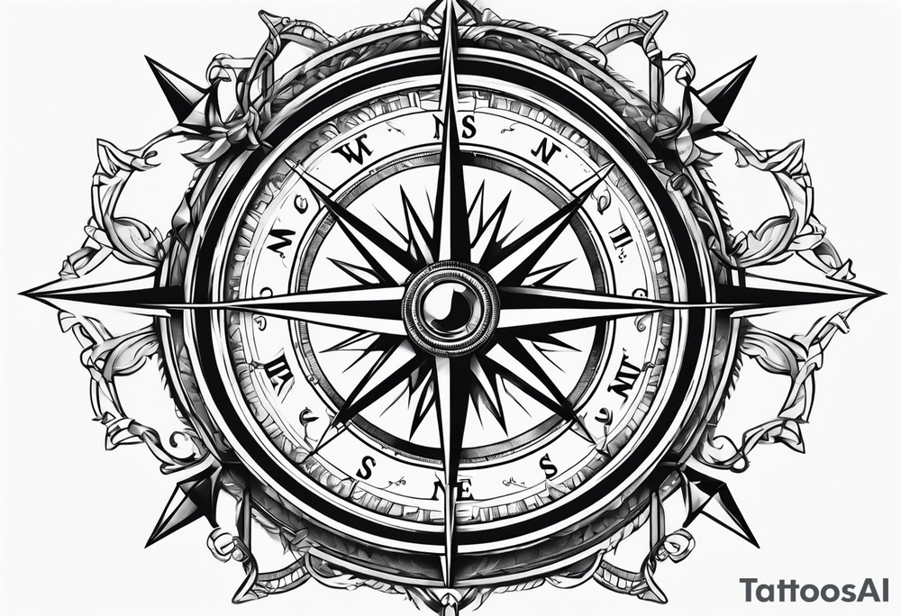 compass with broken chain tattoo idea